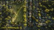 © Muhammad - An overhead shot of two neighboring areas one with well-maintained parks and homes, and the other with crowded housing and scarce green spaces.