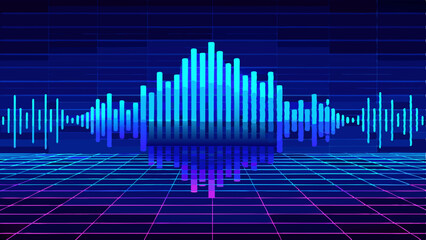  Blue digital equalizer background. Sound wave background