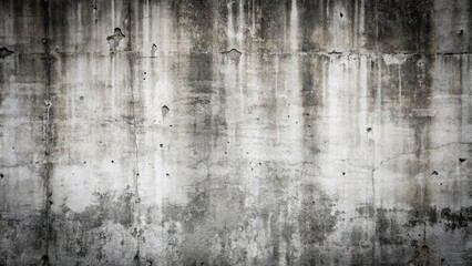 Wide-angle abstract distressed background texture of worn out concrete wall in black and white