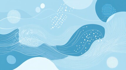 Wall Mural - Blue background with white lines and shapes, flat design style, 