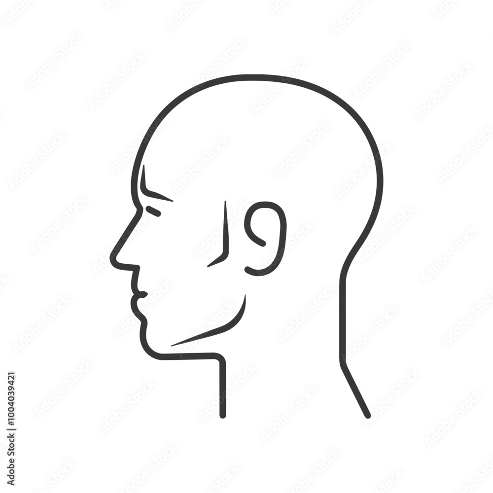 Line Drawing of Bald Mans Head in Profile picture Stock Vector | Adobe ...