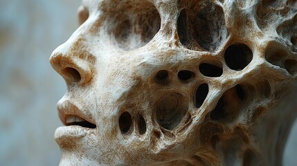 Wall Mural - Abstract Skull Sculpture: A Study in Decay