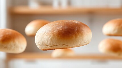 Sticker - A bunch of bread rolls are flying in the air, AI