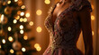 © ImagineAiStudio - Elegant evening gown adorned with embellishments in softly lit setting