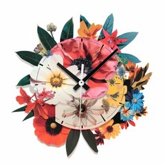 Poster - Flower Collage clock Home decor chandelier lamp analog clock.