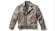 © Roman - Stylish Gray Leather Jacket on White Background