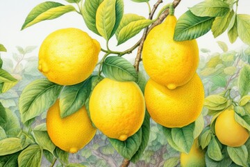 Wall Mural - Lemon garden fruit plant food.