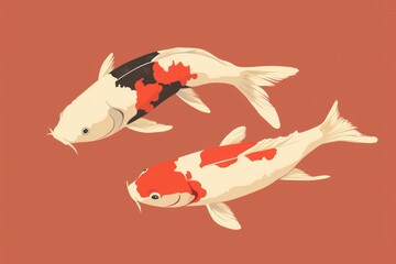 Canvas Print - Two koi fish animal underwater goldfish.