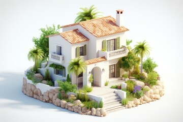 Canvas Print - House mediterrenean isometric architecture.