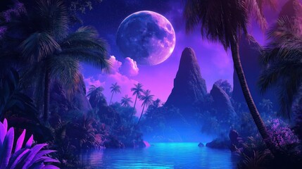 Wall Mural - Tropical Outer Space Beach created with Generative AI Technology, ai, generative
