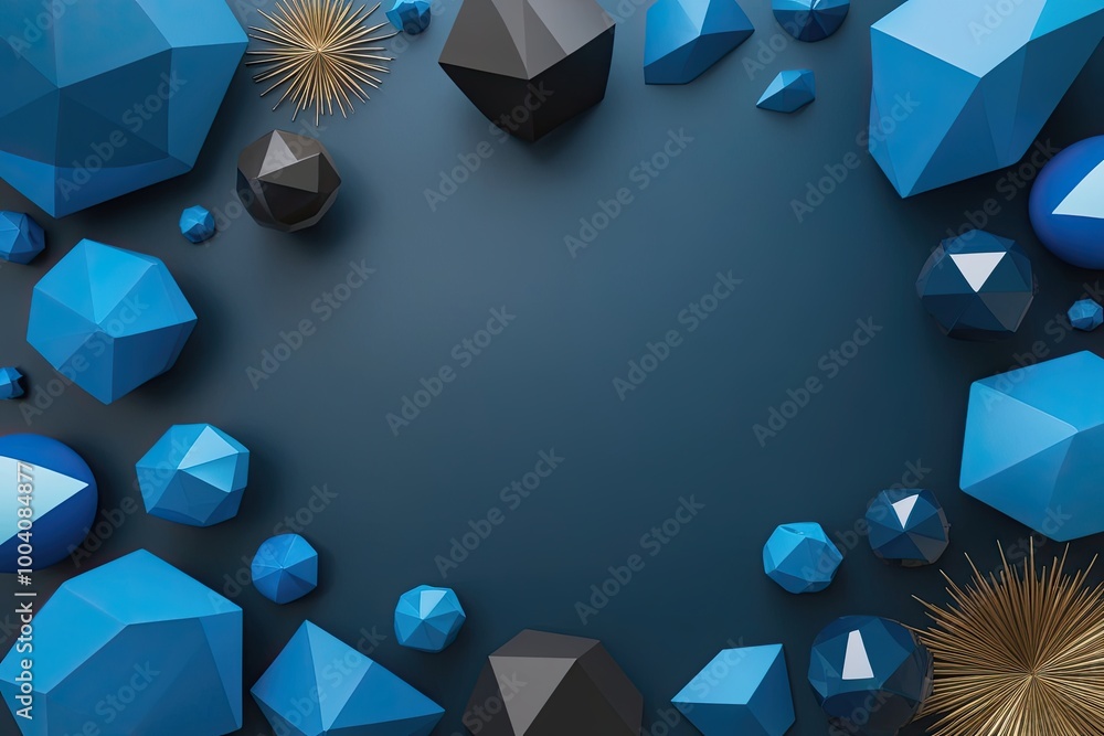 Dark Azure Polished Background for Visual Designs Featuring Polygon ...