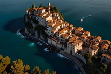 The beauty of Italy captured on a drone camera Generative AI