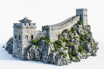 Wall Mural - A medieval-style stone wall with a tower on top, suitable for historical or fantasy settings