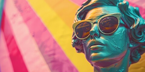 Wall Mural - A detailed view of a figure in sunglasses, suitable for use in portraits or as a focal point