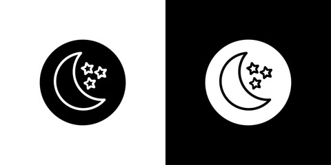 Moon and stars icon Flat art illustration in outline