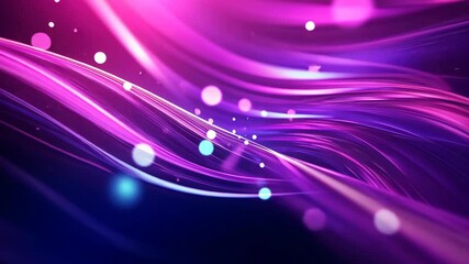 Wall Mural - Abstract pink and purple lines swirl with light bokeh, creating a vibrant, ethereal background