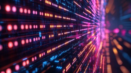 Ultra-Realistic Big Data Technology Background with Binary Computer Code and Bright Colors for Futuristic Digital Innovation