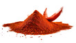 © hanifa - Red spice powder Splash on a white isolated background. Generative AI.