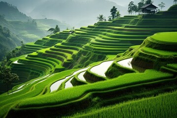 Canvas Print - Rice terrace landscape nature agriculture.