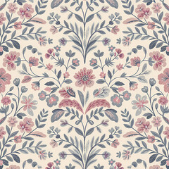 Wall Mural - Ditsy Floral Pattern, Cottage Core Pastel Shade Flower Pattern , Surface Pattern Design