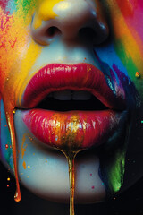 Canvas Print - A close up of a woman's face covered in paint