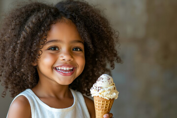 Poster - A little girl holding an ice cream cone in her hand