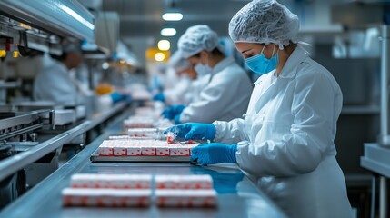 workers in a food processing facility preparing fresh produce during daylight hours for quality assu