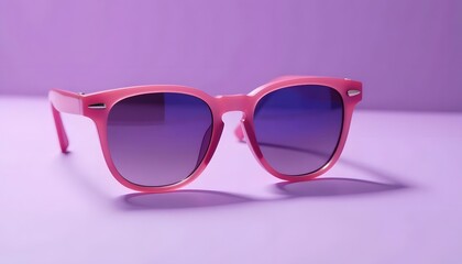 pink sunglasses isolated on a purple background