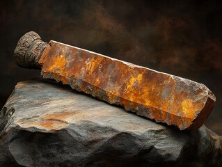 Poster - Rusty Ancient Blade on Stone - Historical Artifact