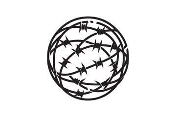 Barbed Wire vector silhouette isolated in white background