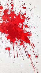 Wall Mural - Vibrant red paint splash on a white canvas, creating an artistic and dynamic visual impact for creative projects.