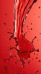 Wall Mural - Vibrant red liquid splashes against a bold backdrop, creating dynamic patterns and captivating textures.