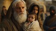 © Daniel - Abraham from the Bible with a white beard  holding a baby
