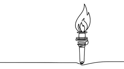 Poster - continuous line drawing of the olympic torch. single line drawing of the olympic torch. line art of 