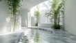 © Vendula - Design an interior space with white walls, green plants, and bamboo.