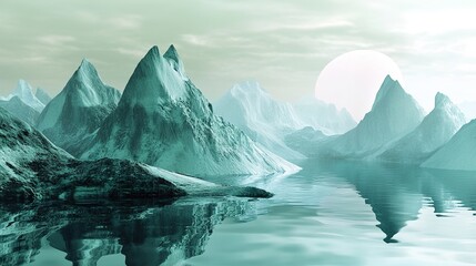 Poster - Serene Mountain Lake Landscape with Reflection