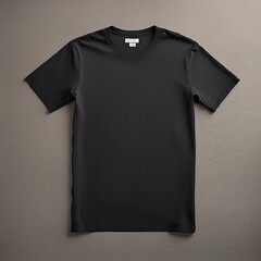 Wall Mural - Blank Black t-shirt mockup with copy space front view.Tee with Copyspace for advertising t shirt