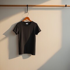 Wall Mural - Blank Black t-shirt mockup with copy space front view.Tee with Copyspace for advertising t shirt