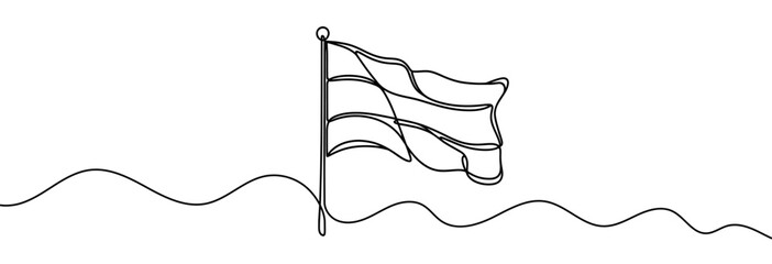Wall Mural - continuous line drawing of flag. single line drawing of a silhouette of a flag. line art of flag. ve