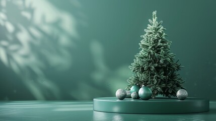 mock up scene for show cosmetic product display on christmas green background