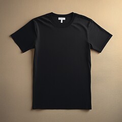 Wall Mural - Blank Black t-shirt mockup with copy space front view.Tee with Copyspace for advertising t shirt