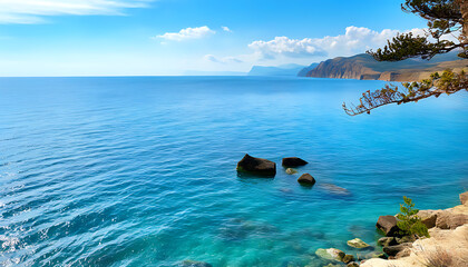 Wall Mural - Ocean view, overlooking the magnificent sea scenery of Crimea Peninsula