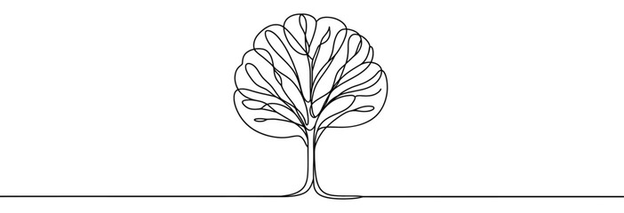 Canvas Print - continuous line drawing of tree. one line drawing background. vector illustration. single line tree 