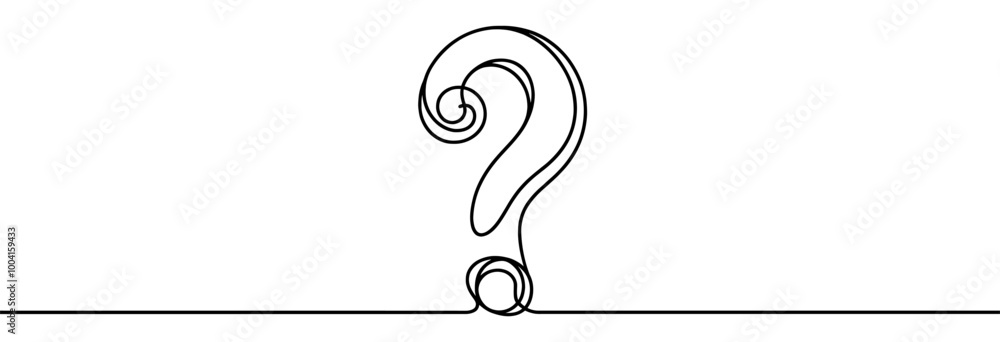 Continuous linear drawing of question mark. One line drawing background ...