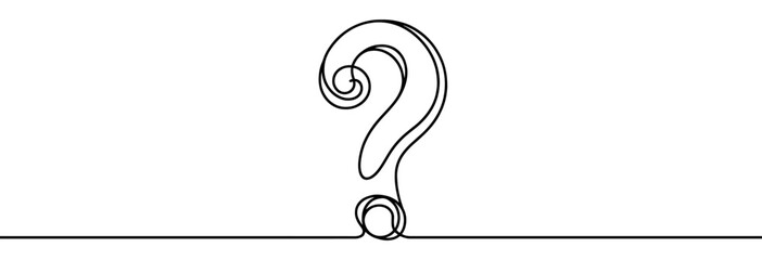 Wall Mural - continuous linear drawing of question mark. one line drawing background. vector illustration. questi