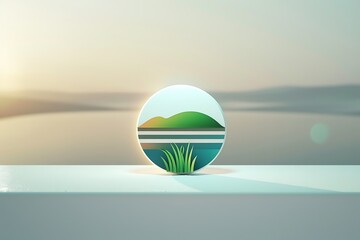 icon of a wetland with a modern minimalist design and subtle gradients displayed on a white surface with soft lighting