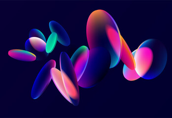 Wall Mural - colorful circles and ovals. art geometric shapes in glass morphism style. abstract vector design ele
