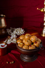 indian traditional besan laddoo made with pure desi ghee and dryfruit