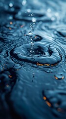 Canvas Print - Water Drop Splashing in a Pool of Blue