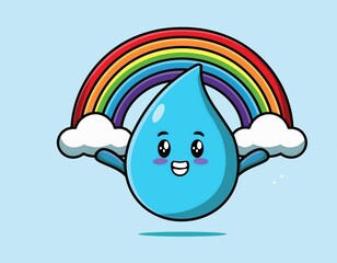 water drop with a rainbow mascot vector